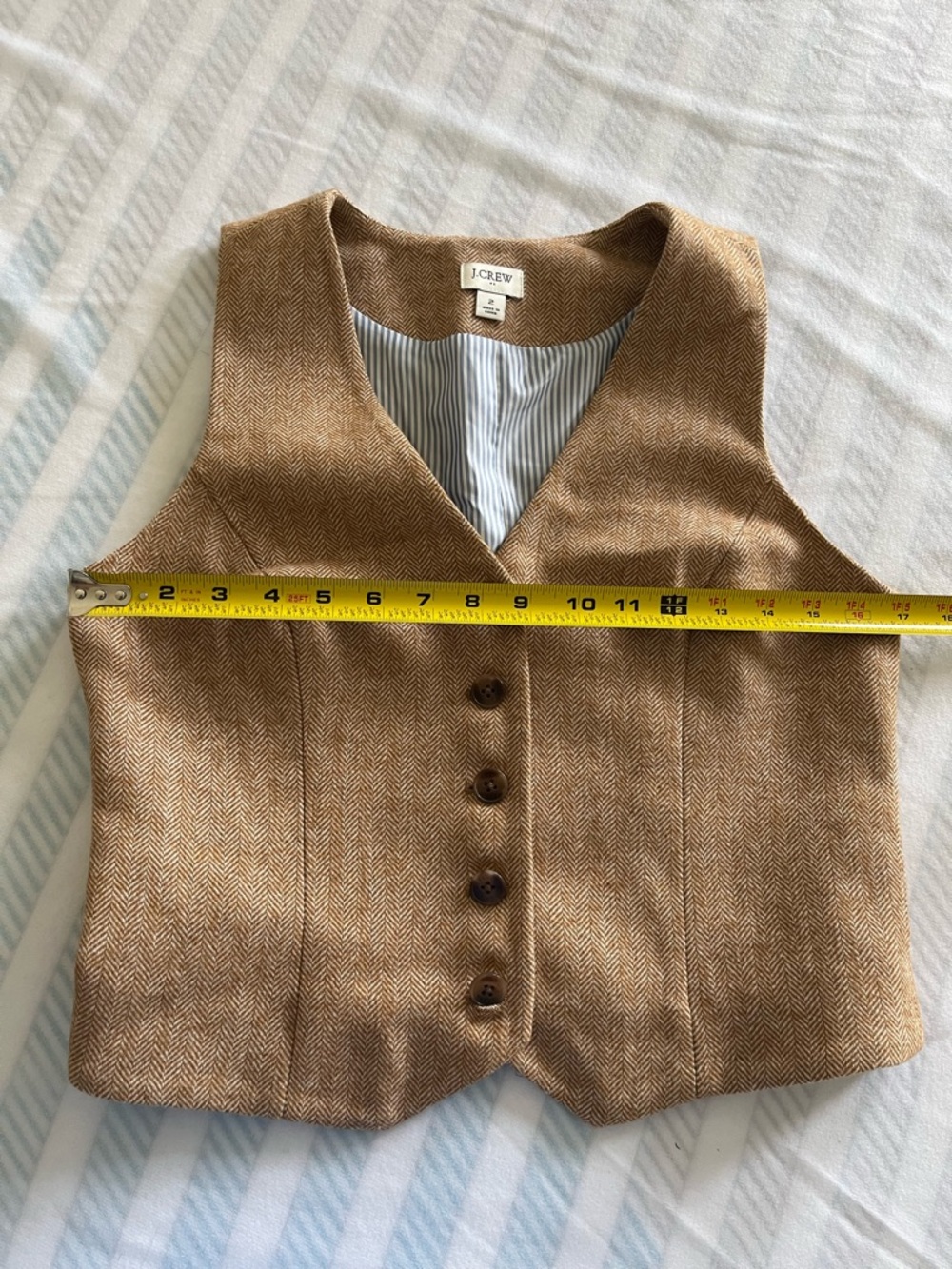 J Crew Two-Piece Brown Tweed Vest & Skirt Set - Picture 9 of 12